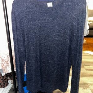 GAP Navy Heather Long Sleeve Crewneck Shirt